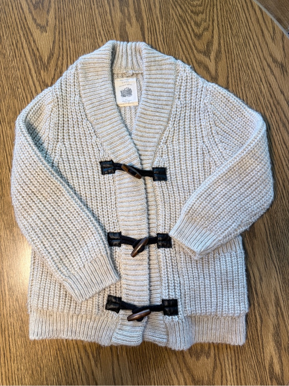 Zara Size 5 Cream Shawl Collar Toggle Cardigan